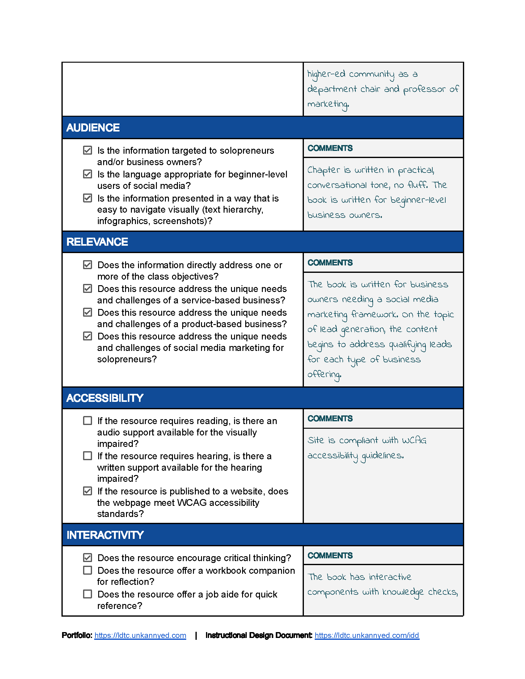 OER checklist filled page 2