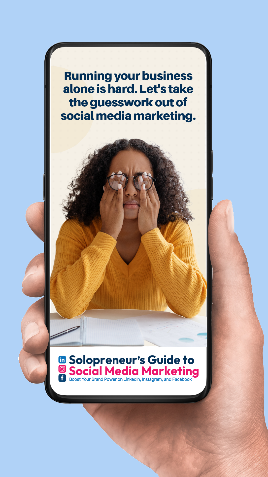 Photo mockup of how the ad will appear full screen on a mobile phone